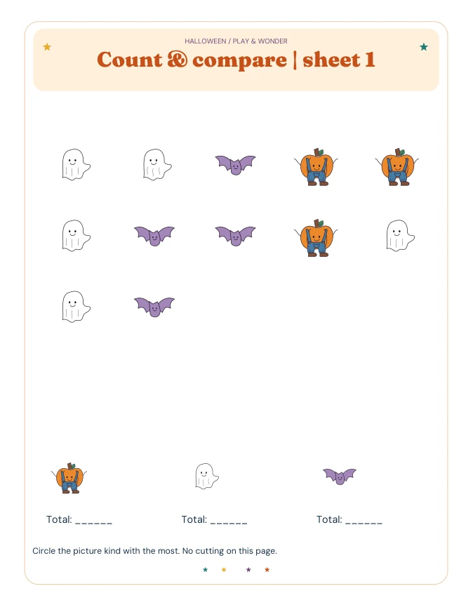 Actual PDF page from Halloween Count & Sort
