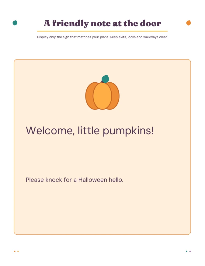 Actual PDF page from Friendly Halloween Door Signs