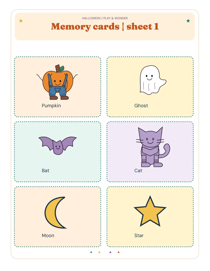 Actual PDF page from Halloween Memory Match