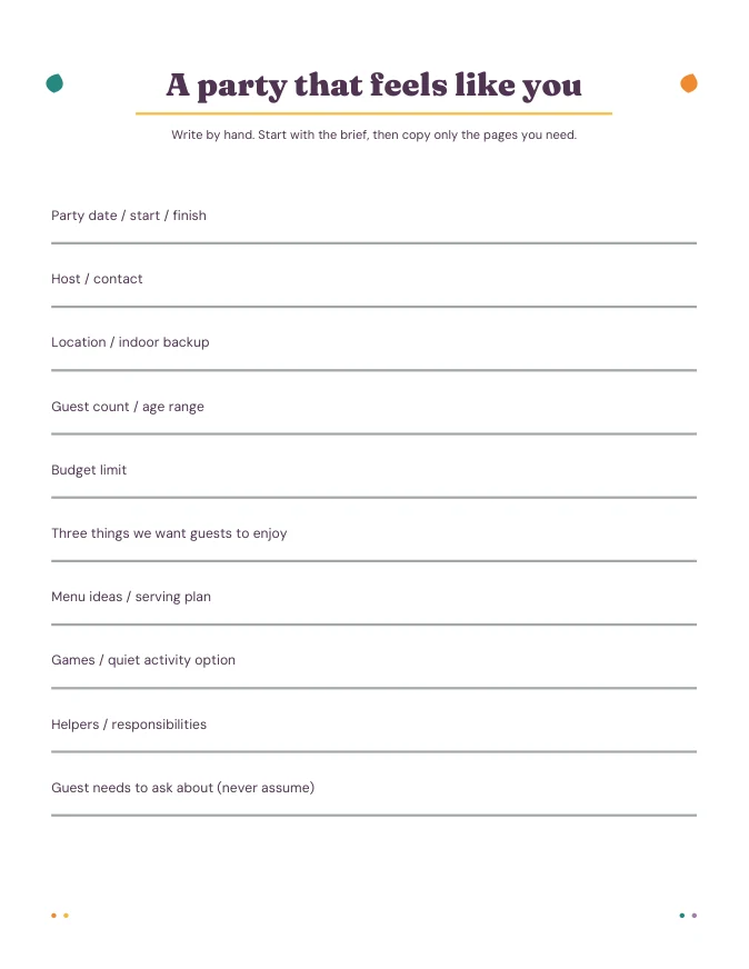 Actual PDF page from The Cozy Halloween Host Planner