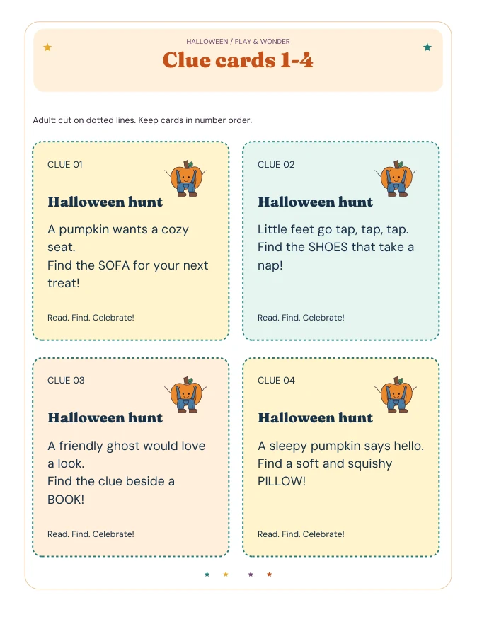 Actual PDF page from Halloween Scavenger Hunt