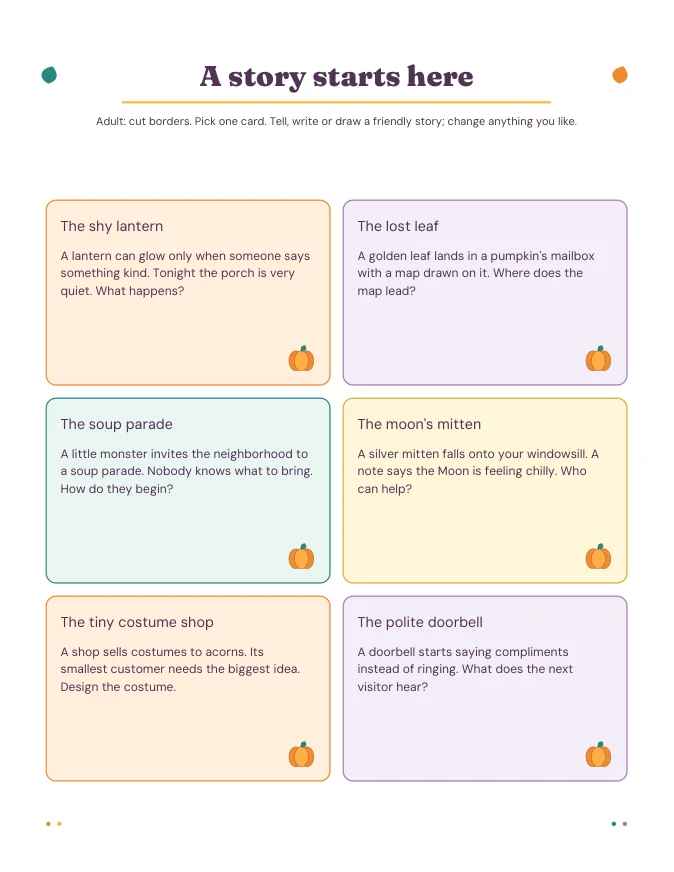 Actual PDF page from Pumpkin Porch Story Cards