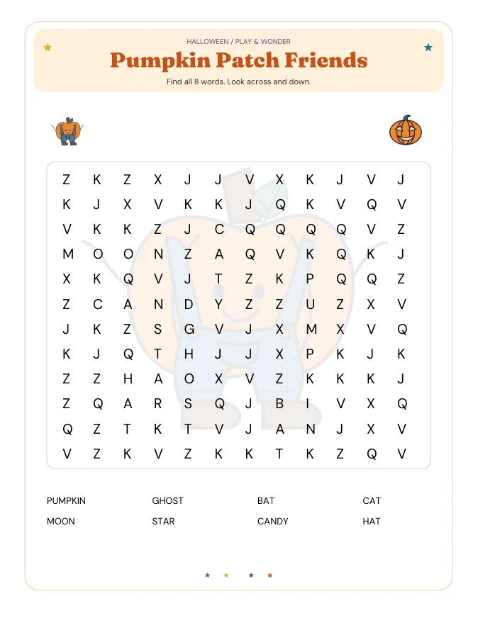Actual PDF page from Halloween Word Searches
