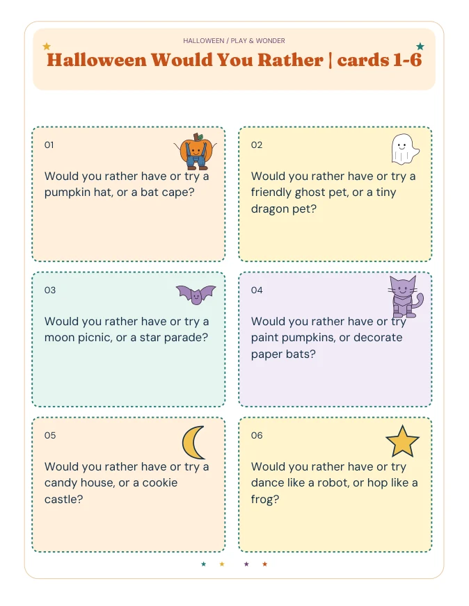 Actual PDF page from Halloween Would You Rather